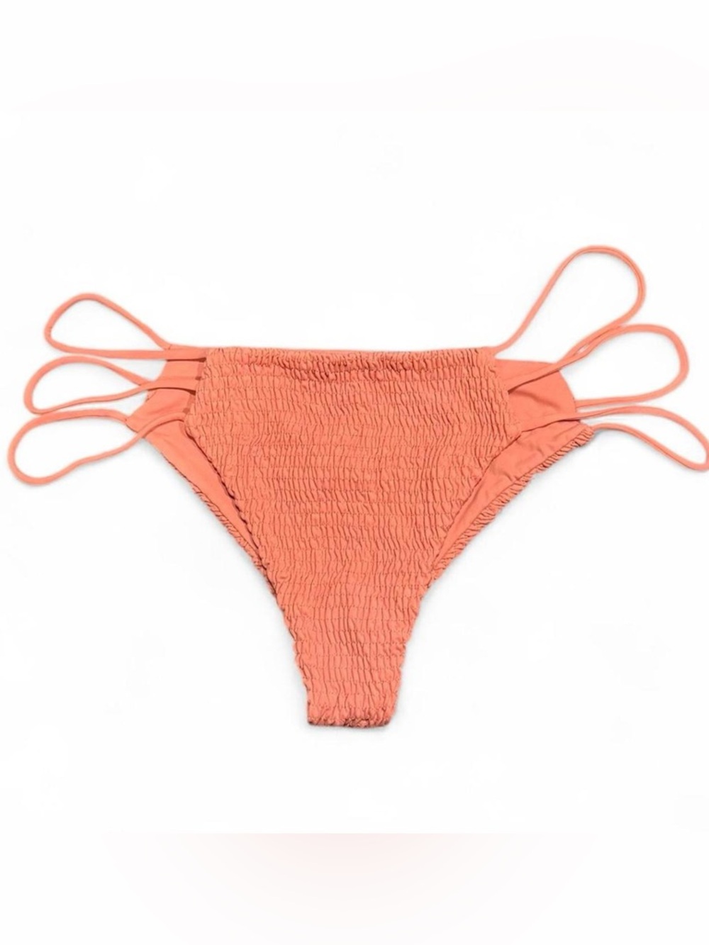 Indah Melli Tripple Side Strap Textured Bikini Bottom, color Chai. Size L. NWTS!